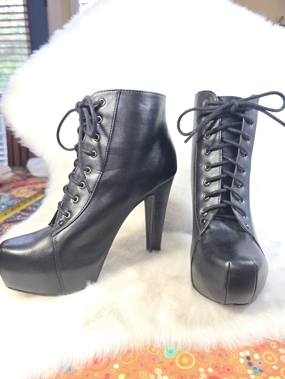 Speed Limit 98 "Rosa" Black Lace-Up Platform Ankle Boots